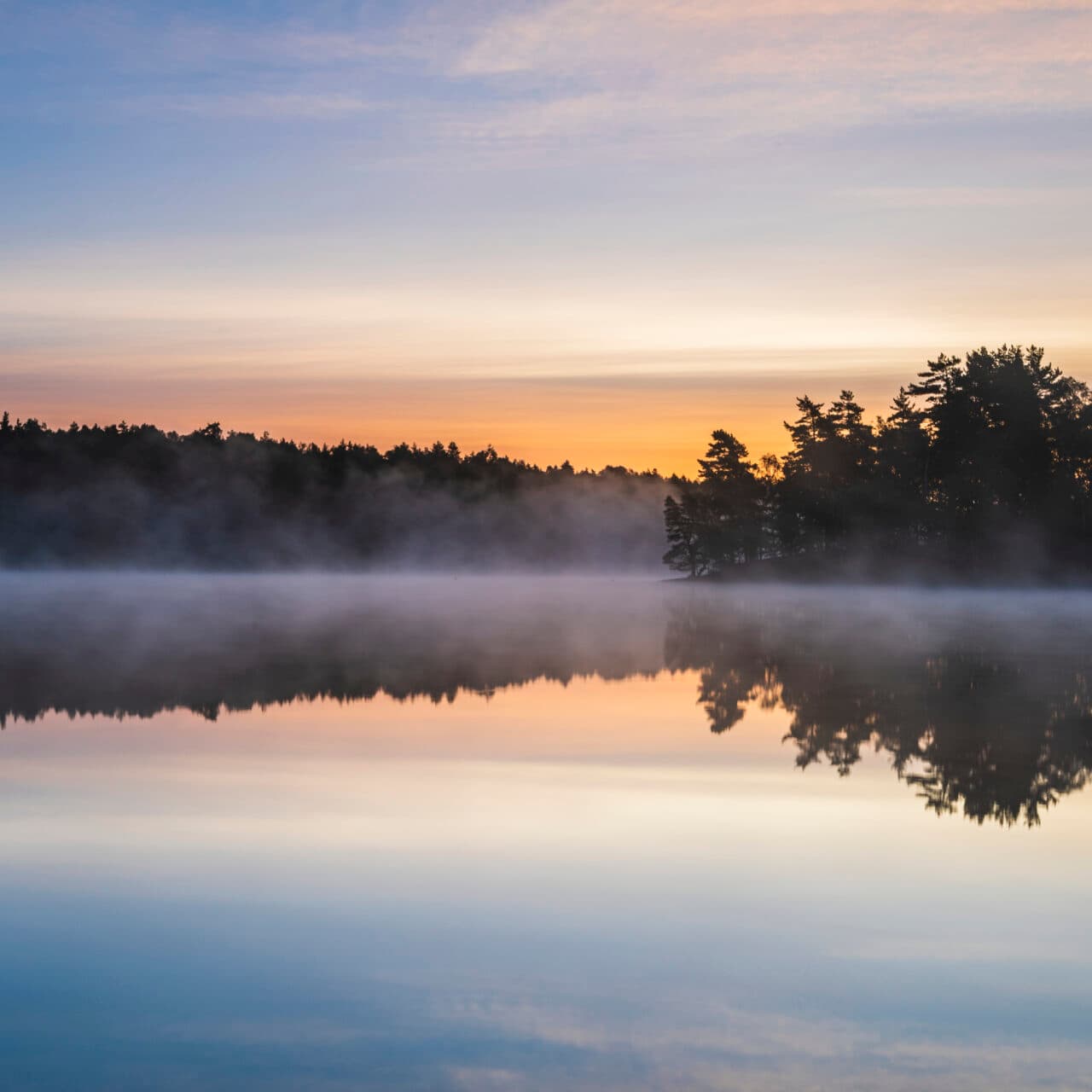 skärgård,landskap,naturbild,moodboardbild,skymningatmospheric, delsj√∂n, evening, evening sky, landscape, mirror image, orange colour